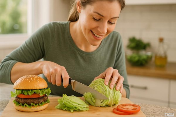 Want the perfect burger? Here’s the best way to slice lettuce for juicy, crisp layers every time!