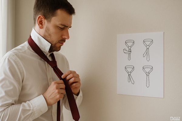 Struggling with Neckwear? Master the Perfect Tie Knot with This Simple Diagram!
